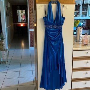 Blue satin top sequence